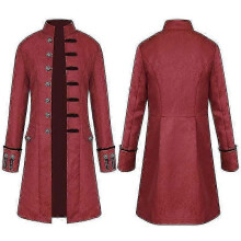 (dark red coat, S) Chaqueta de frac steampunk, traje gótico victoriano