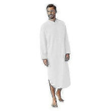 (white, 2XL) Chemise de nuit en coton doux pour homme, vĂŞtement de nuit respirant Ă manches longues