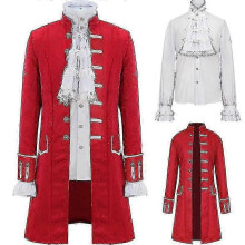 (red coat with shirt, 2XL) Chaqueta de frac steampunk, traje gótico victoriano