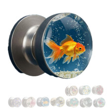 Handmade Decorative Door Handle with Crystal Turtle Design, Unique Glass Bead Knob #7 for Modern Home