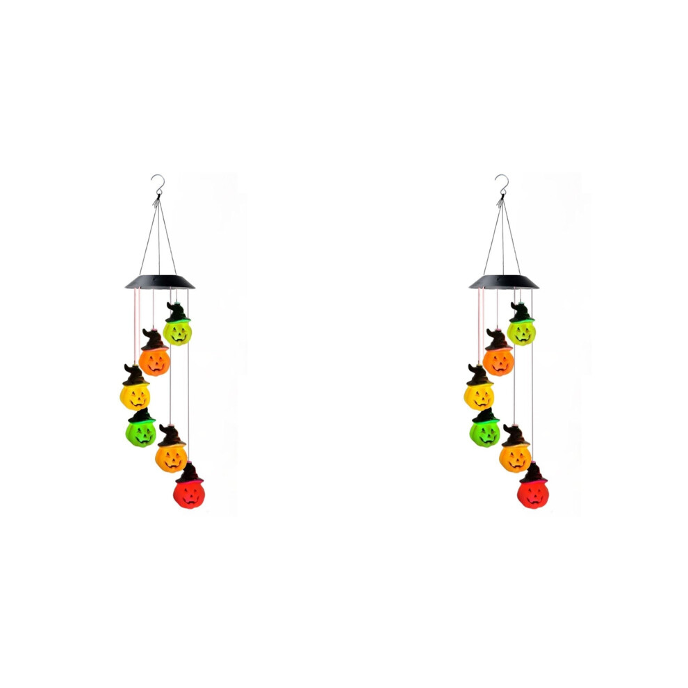2X Halloween Pumpkin Solar Wind Chimes Pumpkin Solar S Wind Chimes Waterproof Hanging Pumpkin String S Light/Red/Green 6034021422798