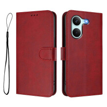 (WineRed) Étui portefeuille en cuir avec support et protection RFID pour Xiaomi Poco X8 Pro / Redmi Turbo 5