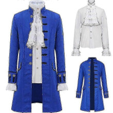 (blue coat with shirt, S) Chaqueta de frac steampunk, traje gótico victoriano