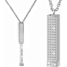(White Gold) I Love You Hidden Message Necklace, Secret Slider Pendant