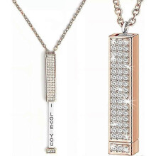 (Rose Gold) I Love You Hidden Message Necklace, Secret Slider Pendant
