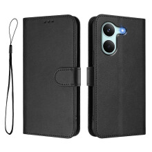 (Black) Étui portefeuille en cuir avec support et protection RFID pour Xiaomi Poco X8 Pro / Redmi Turbo 5