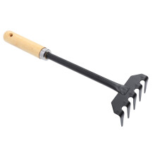 Garden Hand Rake with Ergonomic Comfort Grip, Durable Five Prong Small Gardening Tool for Soil Loosening and Leaf Gathering