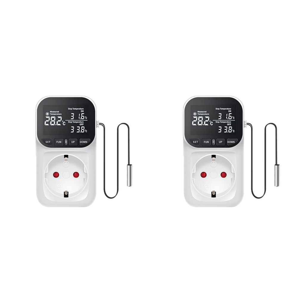 2X Digital Temperature Controller,Reptile Thermostat Timer Plug With Sensor Greenhouse Aquaculture Eu Plug 6032340243865