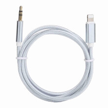 (White) Câble AUX pour iPhone 12, câble adaptateur tressé en nylon 3,5 mm