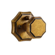Antique Brass Privacy Door Knob with Vintage Octagonal Style for Bedroom and Bathroom  Single Pack