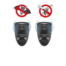 (Black, EU PLUG) Kit de 2 répulsifs à ultrasons pour chauves-souris : élimine les chauves-souris en 72 heures