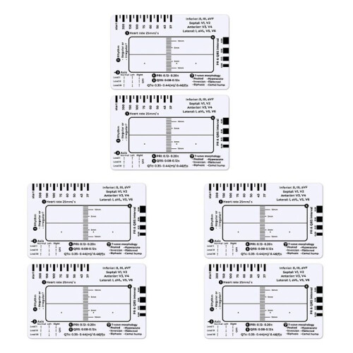 6pcs ECG 7 Step Ruler,ECG 7 Step Ruler for ECG/EKG Interpretation,ECG Reference Guide Ruler,EKG Calipers Measuring Tool