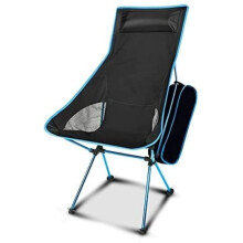 Portable Folding Camping Chair Tall Sky Blue with Breathable Mesh Comfort HeavyDuty Steel Frame and Cup Holder