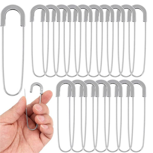 Épingles de Sûreté Extra Larges et Robustes, 7,6 cm, 60 Pièces, Sans Spirale, pour Couture, Épingles de Sûreté Géantes, Argentées 1