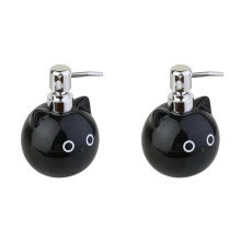 2X Ceramic Cat Soap Dispenser Lotion/Shower Gel Dispenser Cute Animal Hand Soap Dispenser Pressable Lotion Dispenser