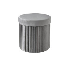 Velvet Storage Stool with Padded Seat and Compartment
