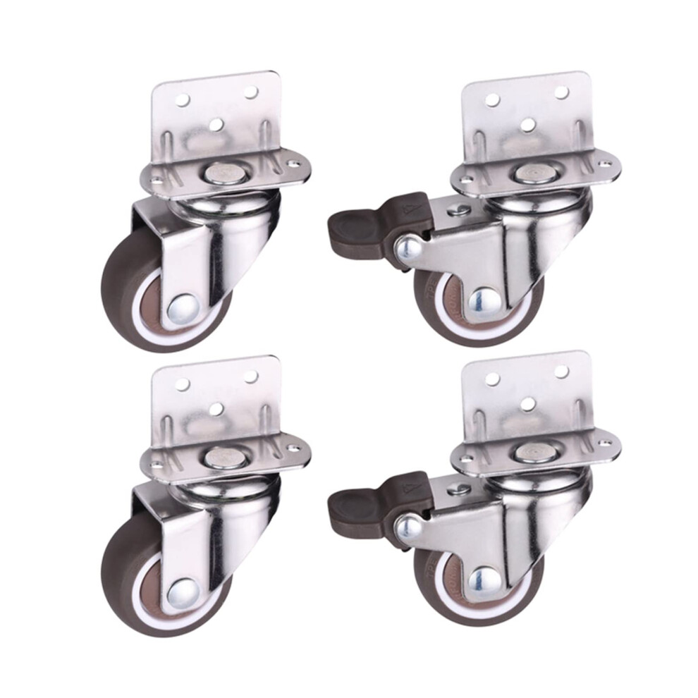 Furniture Casters 1.25 Inch Rubber Swivel Wheels With Brakes, Quiet L Type Design, Set Of 4 9330225585565