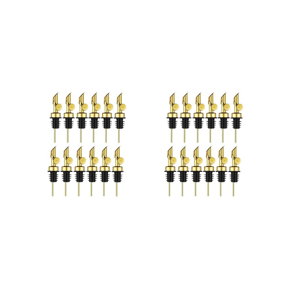 Weighted Stainless Steel Pourers Olive Oil Dispenser Spout Liquor Bottles Pourers Auto Flip Oil Dispenser (, 24Pcs) Gold 6033488559634