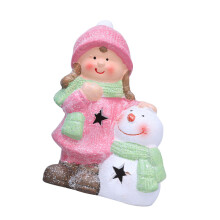 Cartoon-Keramik-Kinderskulptur, leuchtende-Mädchen Schneemann