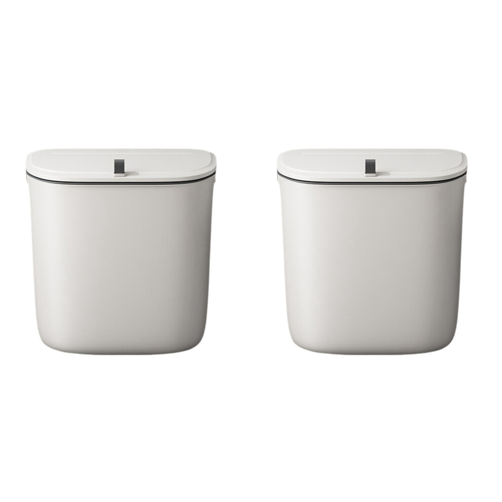 2 Pc Bathroom Can Wall Mounted Hanging Trash With Lid Waterproof Narrow Seam Rubbish Toilet Waste Garbage Bin 7L 6031193612699