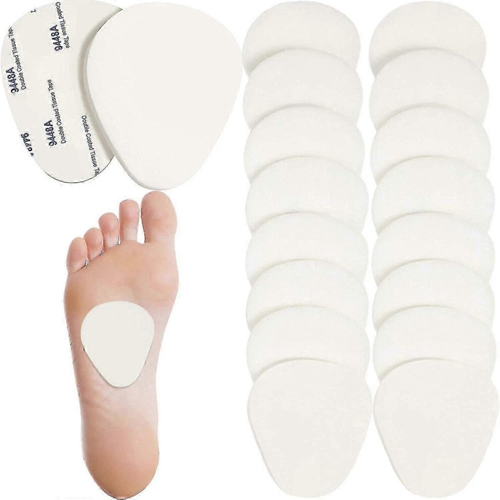 White 20 Pcs Metatarsal Felt Pads, 1/4" Thick For Forefoot Pain Relief