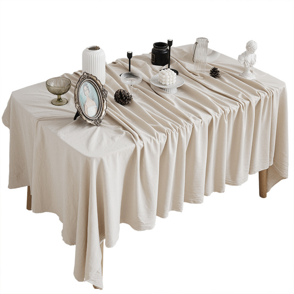 Simple Cotton Linen Tablecloth Multipurpose-140 150Cm Beige 7709000615995