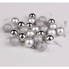 Christmas Baubles 3CM 24PCS Glitter Shatterproof Ornaments Home Use for Modern Minimalist Tree Decoration Silver