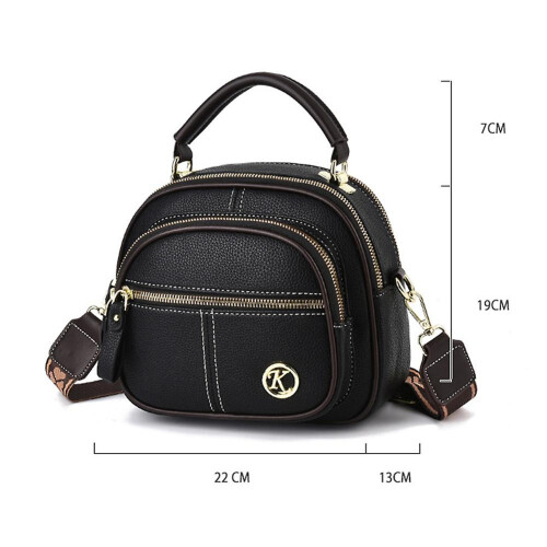(Black) Retro Multi-Layer Zipper Crossbody Bag for Women 1
