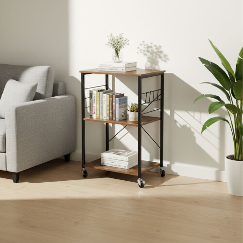 Industrial 3-Tier Trolley with Wheels and Hooks 1