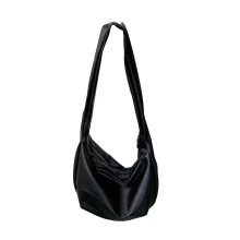 Practical Unisex Shoulder Bag Dumpling Purse for Daily-Black