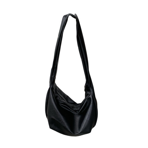 Practical Unisex Shoulder Bag Dumpling Purse for Daily-Black