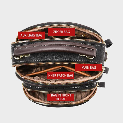 (White) Retro Multi-Layer Zipper Crossbody Bag for Women 2