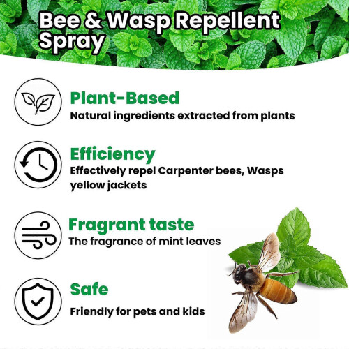 (2PCS) 1-3x Natural Peppermint Bee & Wasp Repellent Spray 2025 1