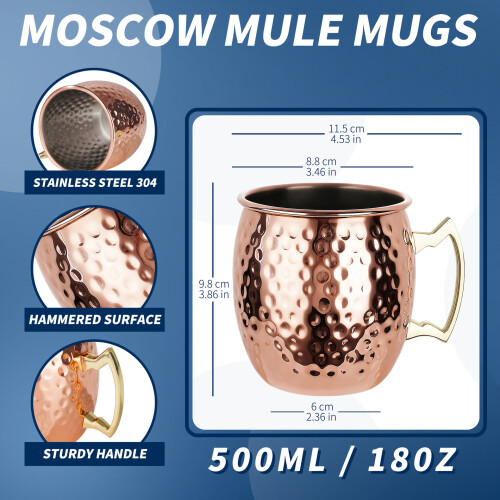 Νέα ποτήρια Moscow Mule από ανοξείδωτο ατσάλι του 2025 - Σφυρήλατες κούπες κοκτέιλ γ 1
