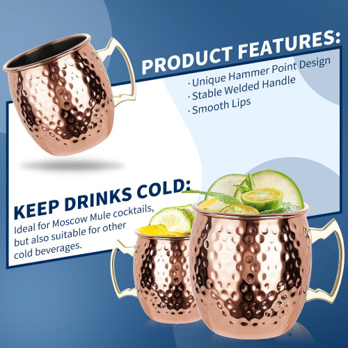 Νέα ποτήρια Moscow Mule από ανοξείδωτο ατσάλι του 2025 - Σφυρήλατες κούπες κοκτέιλ γ 2