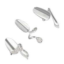 3PCS Stylish Open Knuckles Rings Elegant Cubic Zirconia-silver