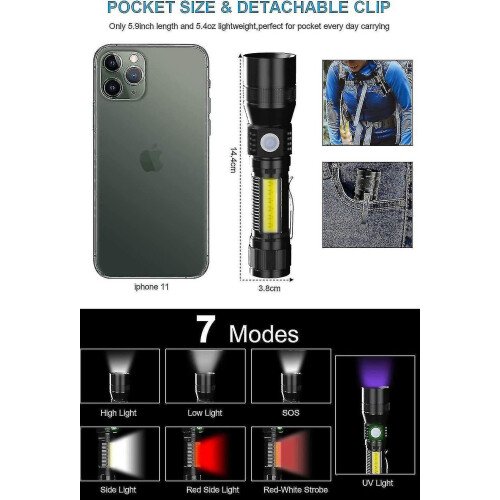 Itoncs 3-in-1 UV Black Light Rechargeable Torch Super Bright 2
