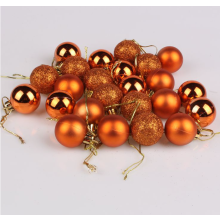 Christmas Baubles Shatterproof Home Use for Xmas Tree Party Decoration Orange 3CM 24PCS