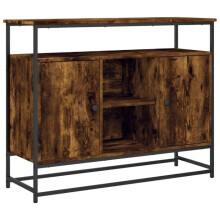 Buffet - HELLOSHOP26 - 100 x 35 x 80 cm - Madeira de engenharia - Carvalho fumado - Pés ajustáveis