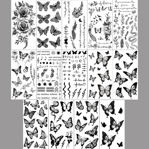 Väliaikaiset vedenpitävät tatuoinnit, 14 kpl   Perhonen