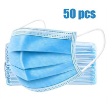 50 Pack Disposable Face Mask 3 Ply with Earloop, Medical Surgical Mask with Filtration Efficiency
