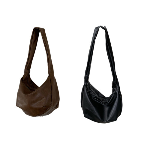 Practical Unisex Shoulder Bag Dumpling Purse for Daily-Black 1