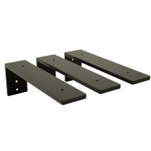 Heavy Duty Shelf Bracket 3 Pack Matte Black Steel Floating Shelf Support with Beveled Edge Design