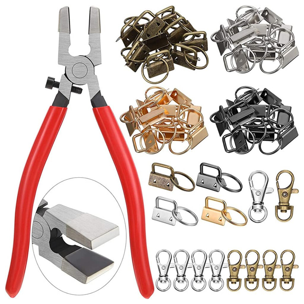 49Pcs Keychain Hardware Set With Pliers 25Mm Metal Wristlet Key Fob Clamps For Diy Craft Supplies 9073542194699