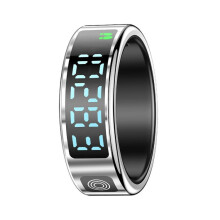The SR08 size 12 smart ring supports gesture control, health monitoring, and multiple sports modes (silver).