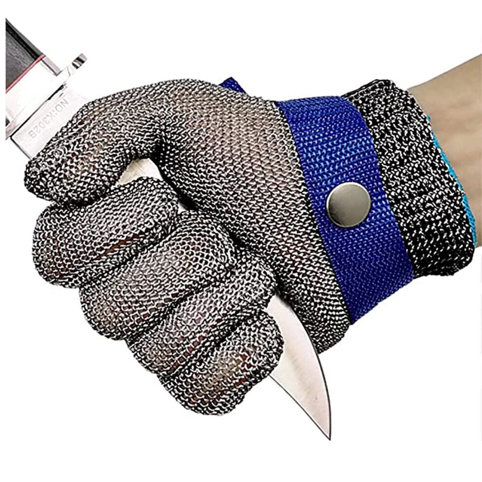 Cut Resistant Gloves Level 5 Protection Stainless Steel Mesh Safety Work Gloves With Adjustable Buckle, Xlarge 7Pcs 9771547046745