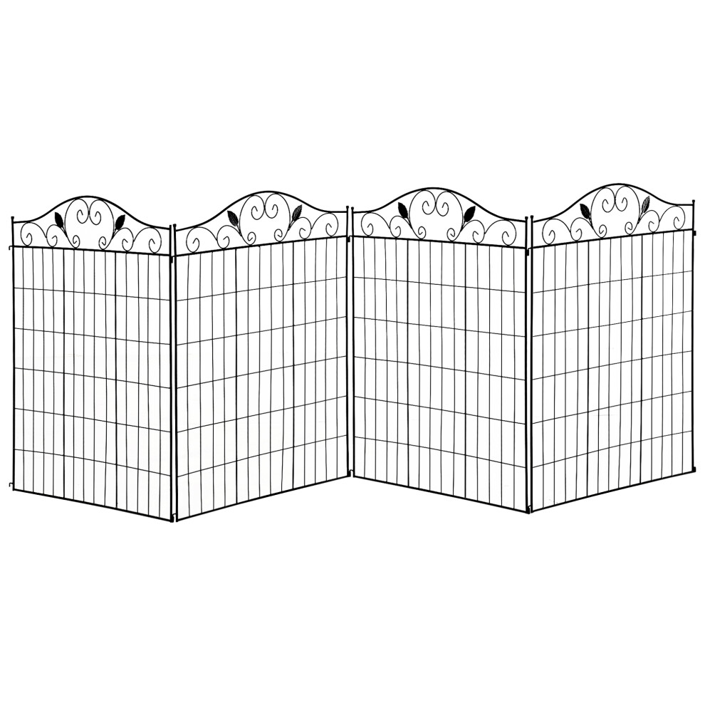 4-Panel Decorative Garden Fence, 112Cm Metal Landscape Border Edging 789049387739