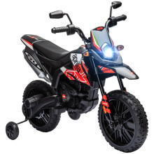 Kids Electric Motorbike with Training Wheels, 12V Ride-On Bike,Music