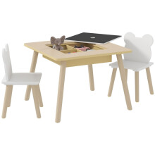 3-Piece Kids Table and Chairs Set, Convertible Drawing Desk with Storage, 3-6yrs