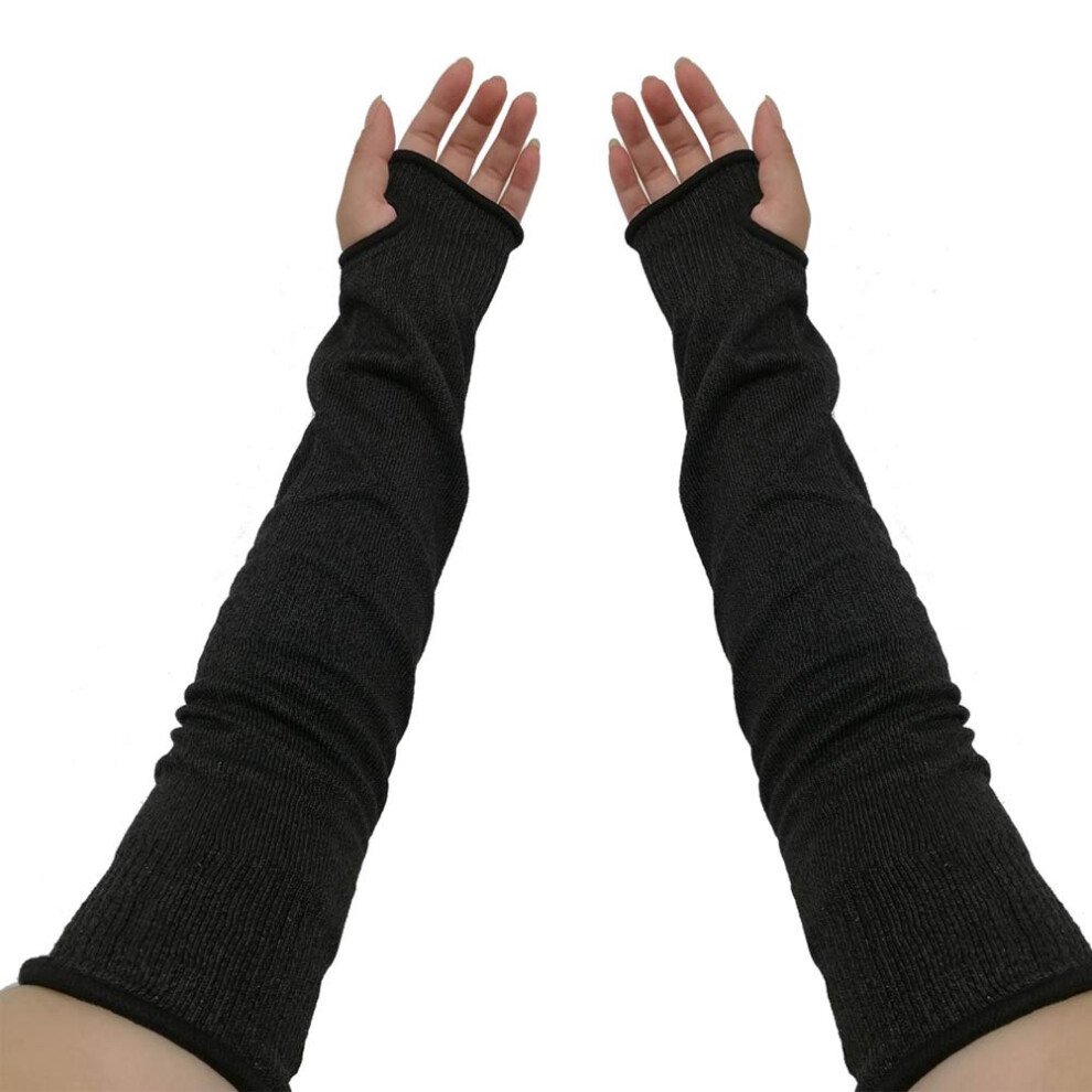 Cut Resistant Sleeves With Thumb Hole Design, Hppe Arm Protection For Work, Kitchen And Garden (Black) 9073542194798
